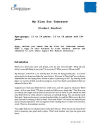 My Plan for Tomorrow - Student Handout
