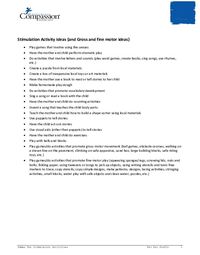 SEC Teaching and Curriculum Aide: Stimulation Activity Ideas